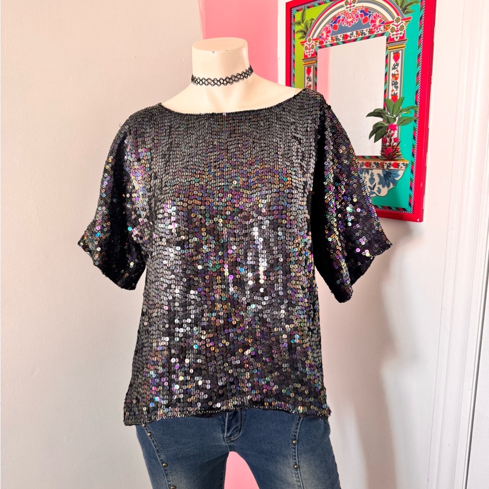 Sequin Black Top